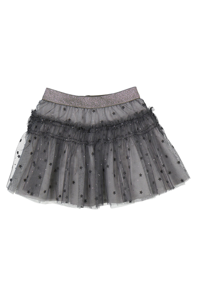 Pleated Tulle Skirt in Lead w/ Stars