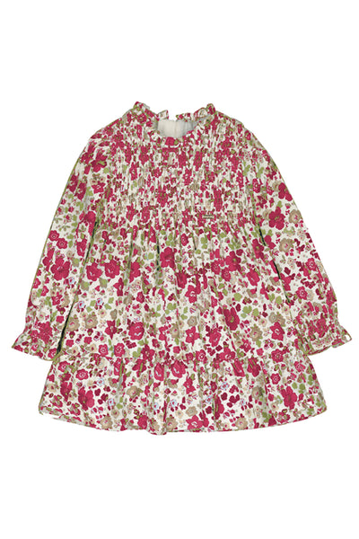 Floral Printed Velvet Dress Red