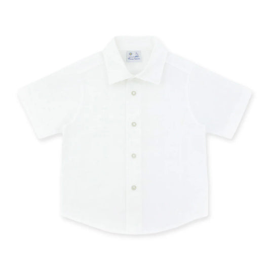 FLORENCE EISEMAN - TB - LINEN LOOK CAMP SHIRT  - WHITE