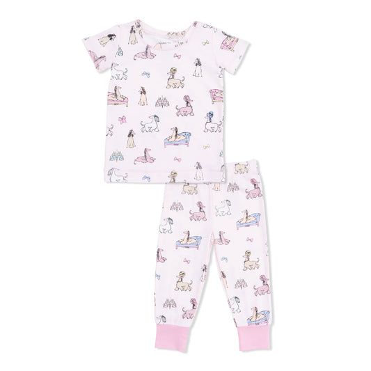 ANGEL DEAR - TG - SHORT SLEEVE LOUNGEWEAR SET - FANCY HOUNDS WITH BOWS