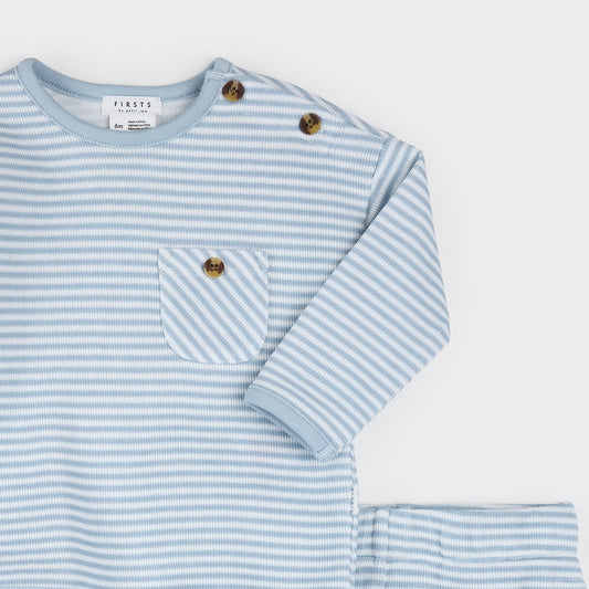 PETIT LEM - BBY - 2PC SET: L/S TOP + PANT KNIT - BLUE