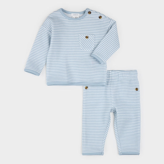 PETIT LEM - BBY - 2PC SET: L/S TOP + PANT KNIT - BLUE