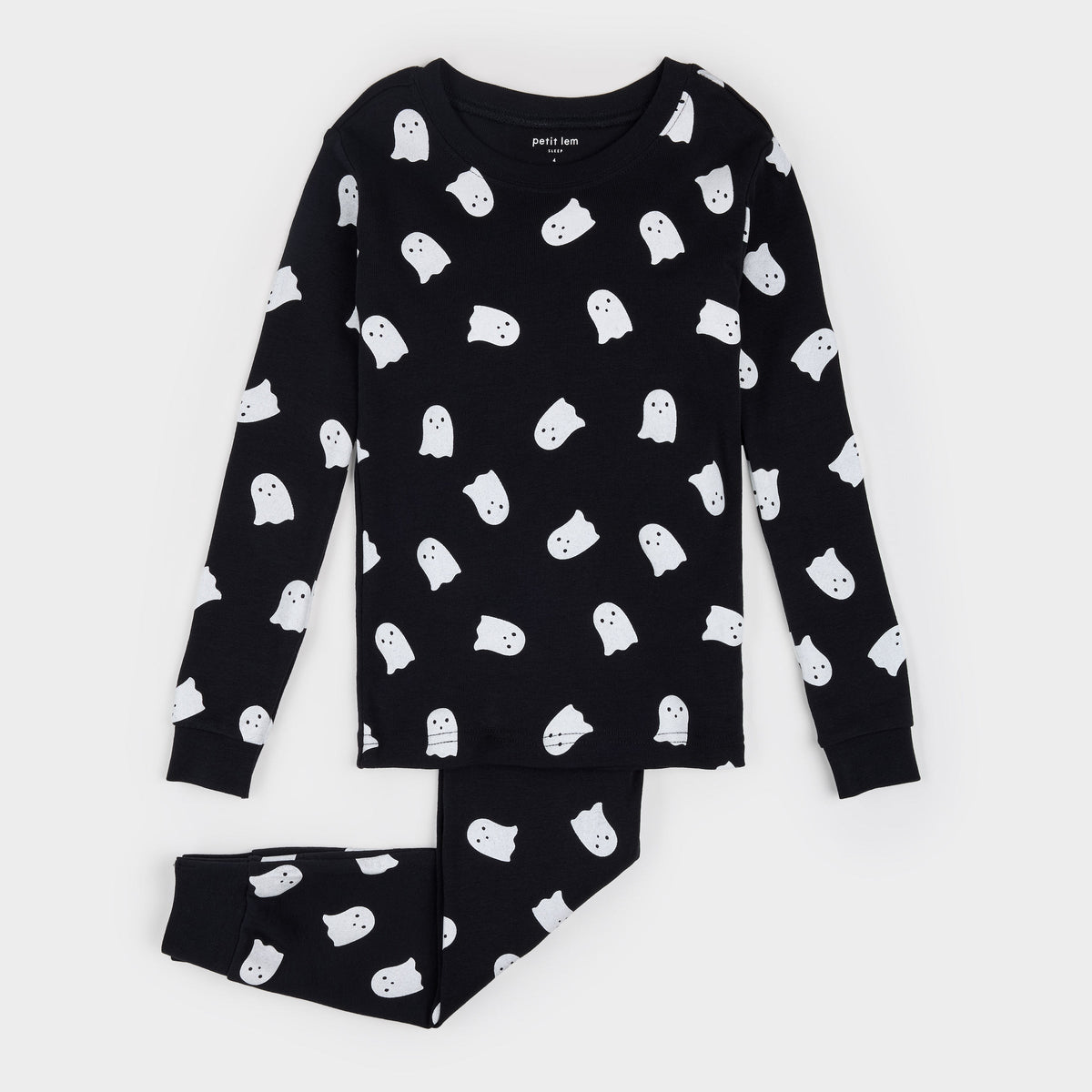 PETIT LEM - BBY - 2PC PJ SET: L/S TOP + PANT KNIT - BLACK