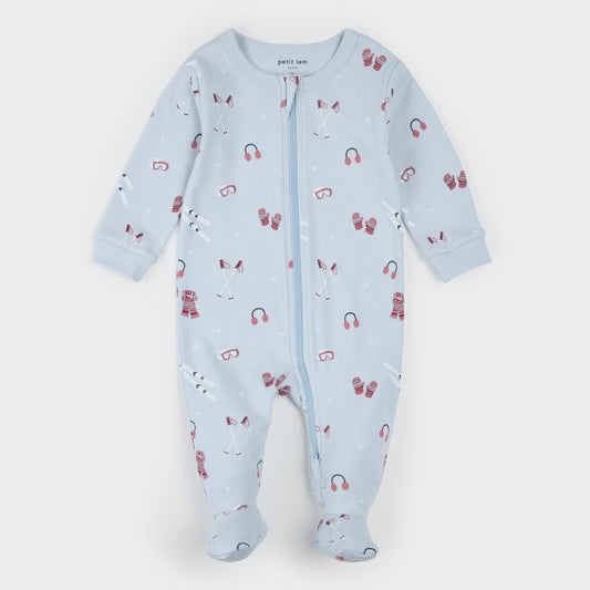 PETIT LEM - BBY - FOOTED SLEEPER KNIT - BLUE LT.