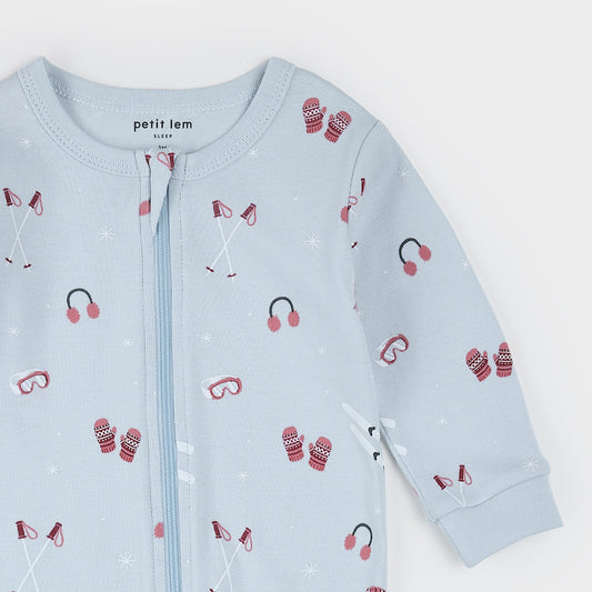 PETIT LEM - BBY - FOOTED SLEEPER KNIT - BLUE LT.