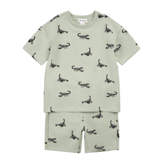 MILES THE LABEL - BBY - 2 PCS SET: S/S SWEATSHIRT AND SHORT KNIT - LT. GREEN