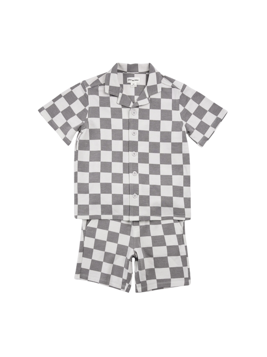 MILES THE LABEL - BBY - 2 PCS SET: S/S SHIRT & SHORTS KNIT - LIGHT GREY