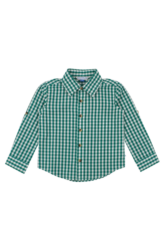Emerald Green Gingham Plaid Button Down Shirt
