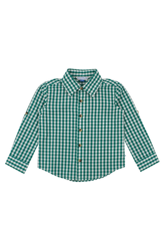 Emerald Green Gingham Plaid Button Down Shirt