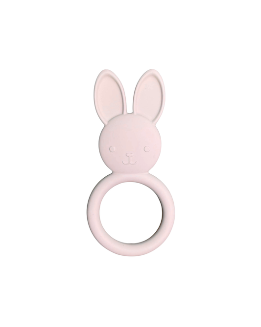 THREE HEARTS & COMPANY - T&B - ALL SILICONE BUNNY TEETHING RING - PALE PINK