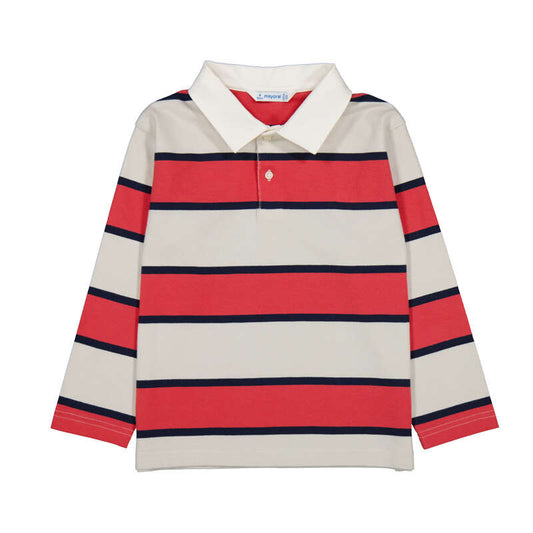 MAYORAL - BB - L/S STRIPES POLO - TOMATO