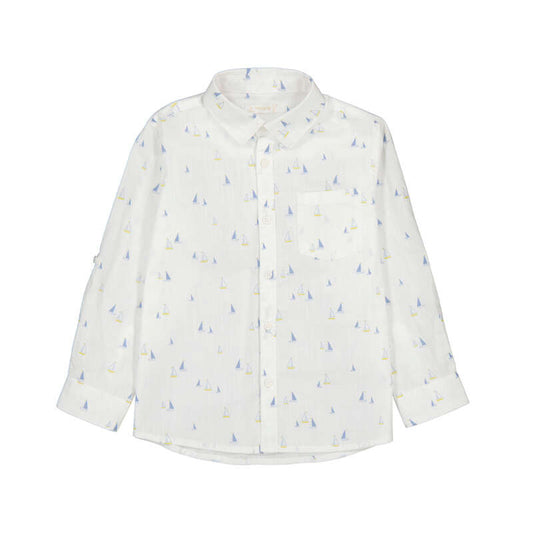 MAYORAL - TB - L/S LINEN SHIRT - OFFW-BLUE
