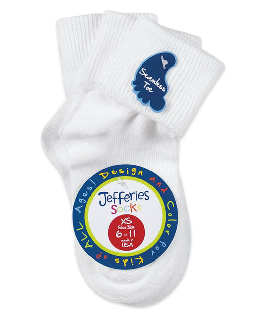 JEFFERIES SOCKS - ACC - SMOOTH TOE TURN CUFF SOCKS 3 PACK - WHITE