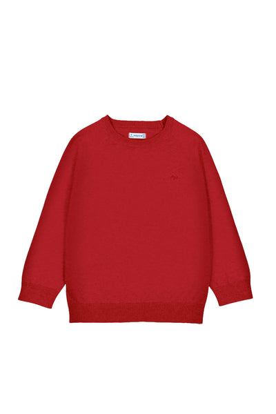 Basic Round Neck Cotton Sweater Red