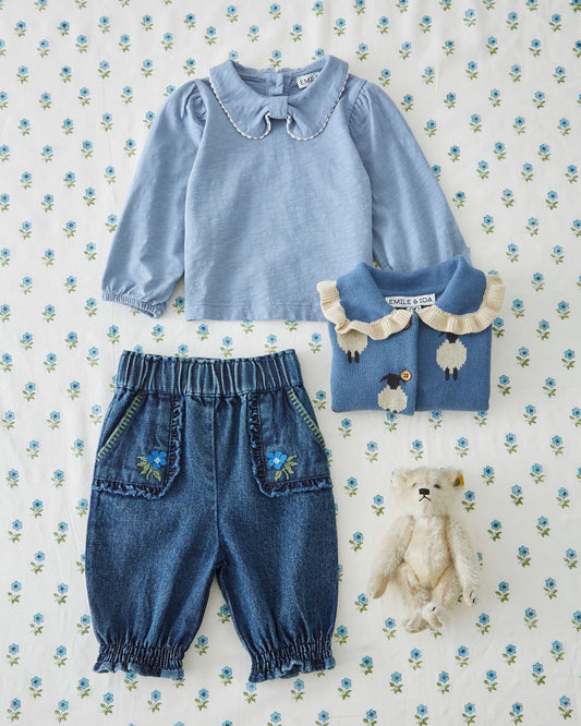 ÉMILE ET IDA - BBY - SAROUEL DENIM BRODE - DENIM