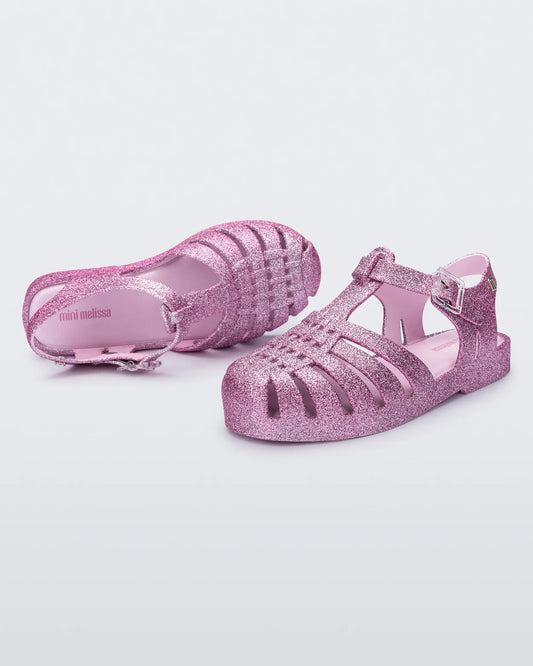 MINI MELISSA - SHOES - MINI MELISSA POSSESSION SHINY BABY - PINK SILVER GLITTER