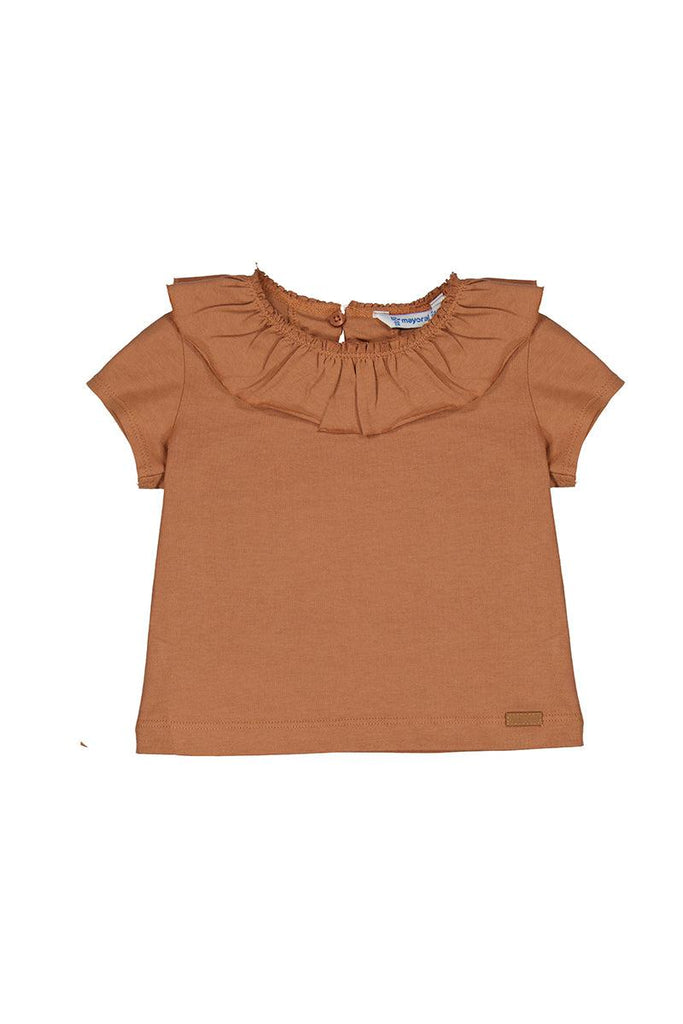 Toffee Short Sleeve Ruffled Shirt