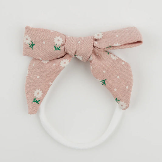 OH BABY! - ACC - SUNBURST BOW ON NYLON HEADBAND - BLUSH