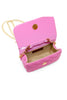 Pearl Handle Message Charm Handbag: Pink