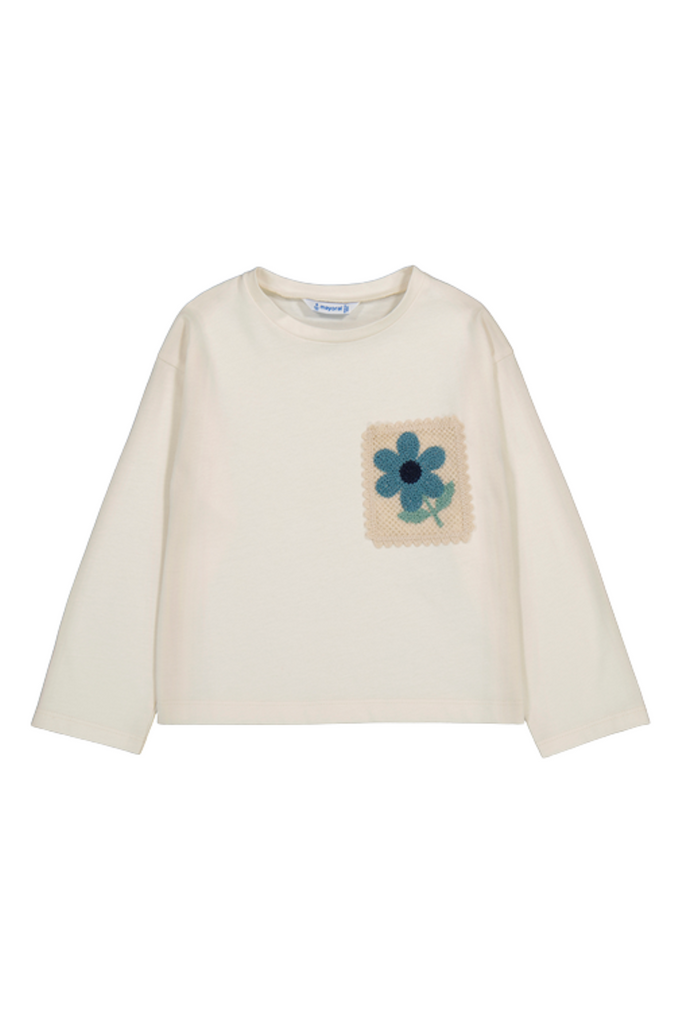 White Flower Long-Sleeve Shirt