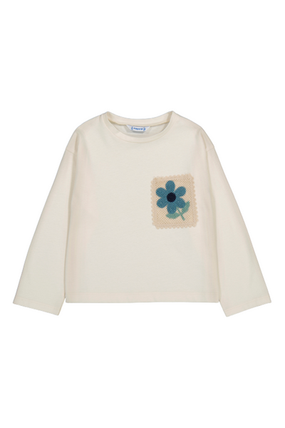 White Flower Long-Sleeve Shirt