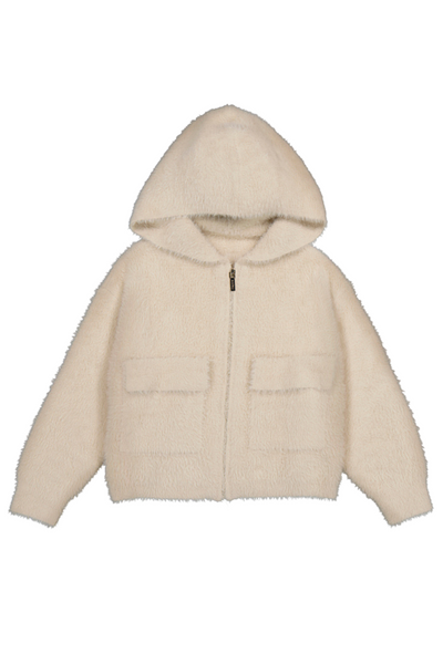 Furry Knit Sweater Almond