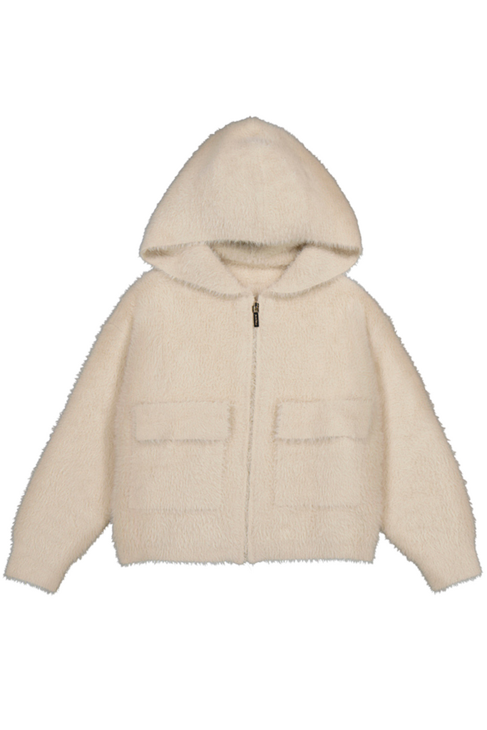 Furry Knit Sweater Almond