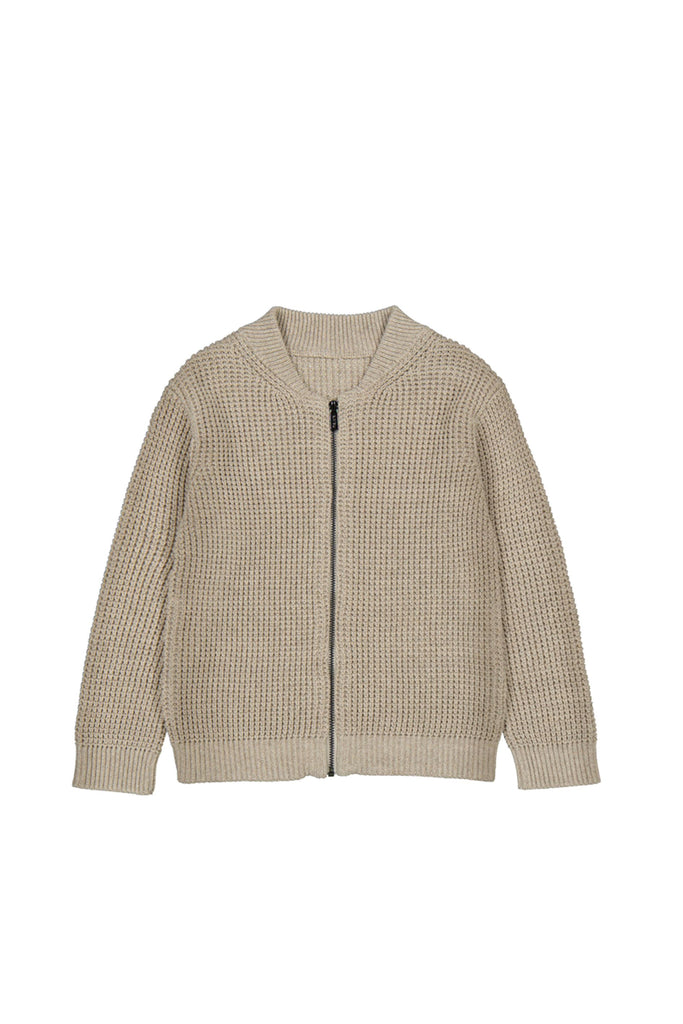 Knit Zip Up Cardigan Chai