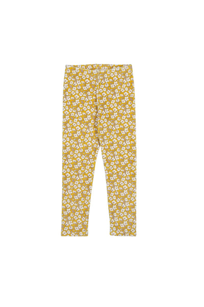 Floral Printed Velvet Leggings Mustard