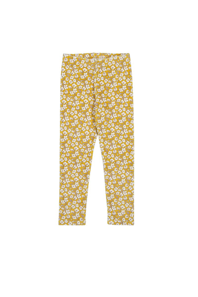 Floral Printed Velvet Leggings Mustard
