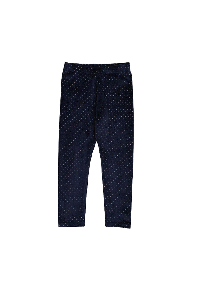 Printed Velvet Leggings Navy