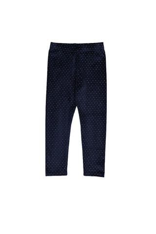 Printed Velvet Leggings Navy