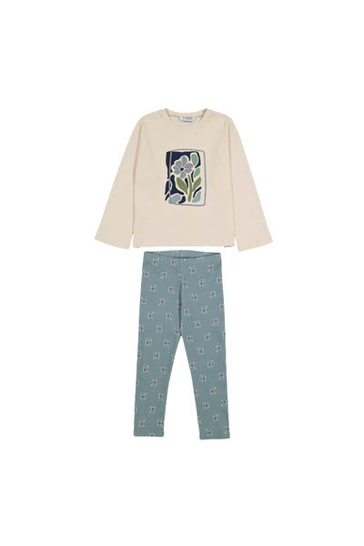 Floral Shirt and Legging Set Sage/White