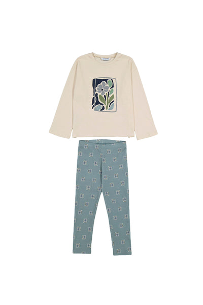 Floral Shirt and Legging Set Sage/White