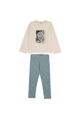 Floral Shirt and Legging Set Sage/White