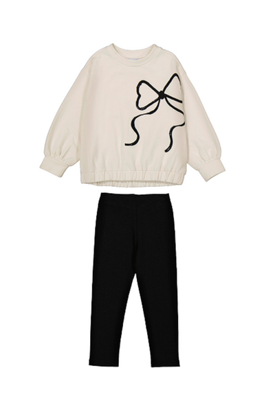 Pullover Leggings Set - Cream/Black
