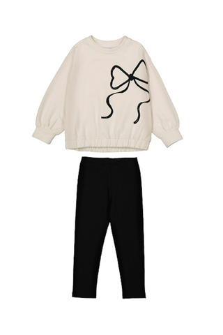 Pullover Leggings Set - Cream/Black