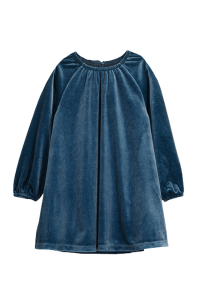 Blue Sparkly Velvet Dress