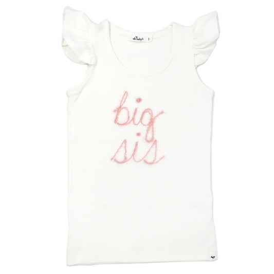 OH BABY! - TG - "BIG SIS" PINK SPARKLE BABY RIB FS TANK - CREAM