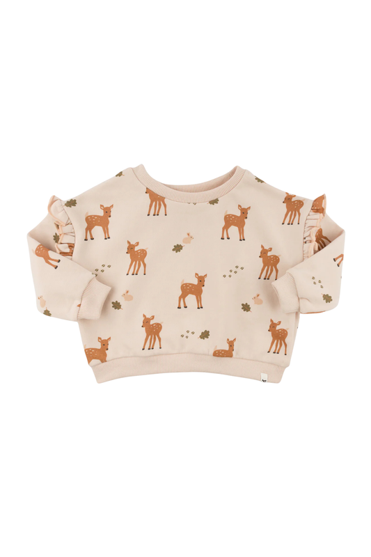 oh baby! - BBY - Millie Slouch Sweatshirt - Deer Print - Pale Pink