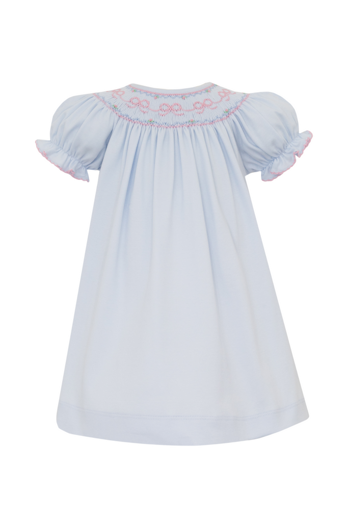 Petit Bebe - Light Blue Bows Knit Bishop Dress