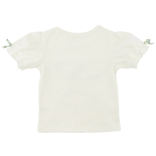 OH BABY! - TG - SKY BLUE POPPY SPRIG RUFFLE BOW LAYLA TEE - OYSTER