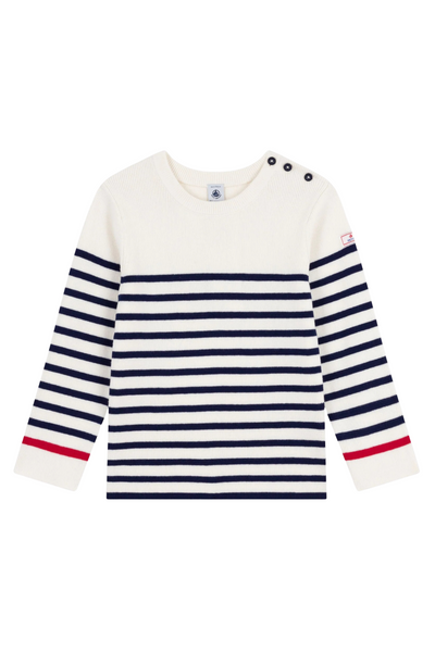 Petit Bateau - White Navy Boy Stripe Sweater