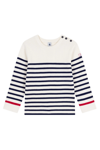 Petit Bateau - White Navy Boy Stripe Sweater