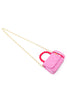 Pearl Handle Message Charm Handbag: Pink