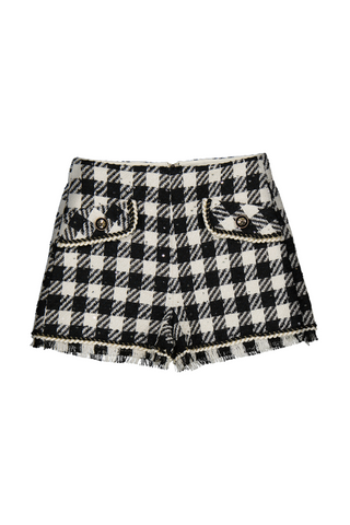 Black Plaid Sequins Bermuda