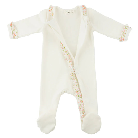 OH BABY! - BBY - POPPY SPRIG BLUSH RUFFLE FOOTIE - OYSTER