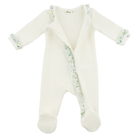 OH BABY! - BBY - POPPY SPRIG SKY RUFFLE FOOTIE - OYSTER