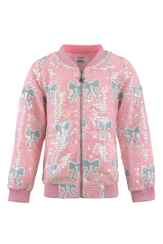 Lola And The Boys - TG - Sequin Bow Bomber - Pink/Blue