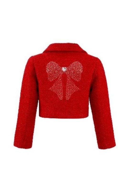 Lola And The Boys - TG - Scarlet Shimmer Bow Jacket - Red